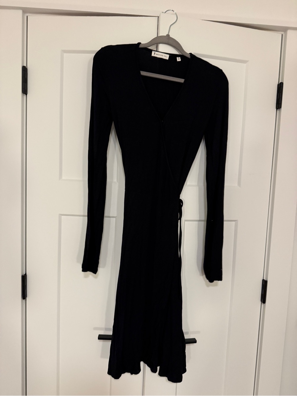 Black Wrap Dress by American Tall - Long Sleeve, S extra tall